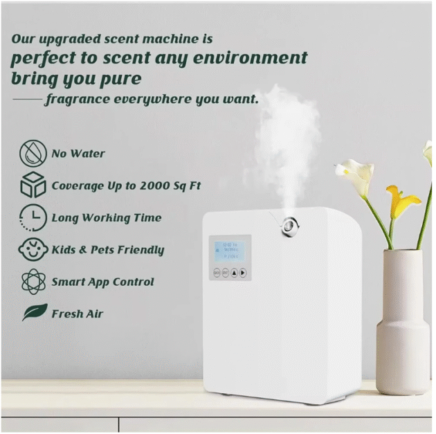 Bluetooth Smart Scent Diffuser Hotel Air Freshener Scent Diffuser - Cover 300mL for Home Scent Dispenser Electronic Scent 300-400m³ Coverage - Black EU Plug - Image 5