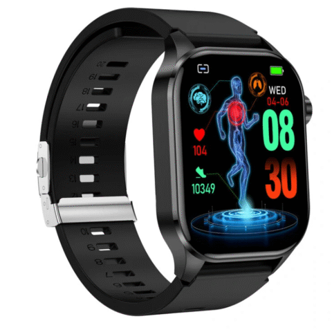 ET580 2.04 inch AMOLED HD Screen Blood Composition Measurement ECG Electrocardiogram bluetooth Call Heart Rate Blood Pressure SpO2 Monitor Black