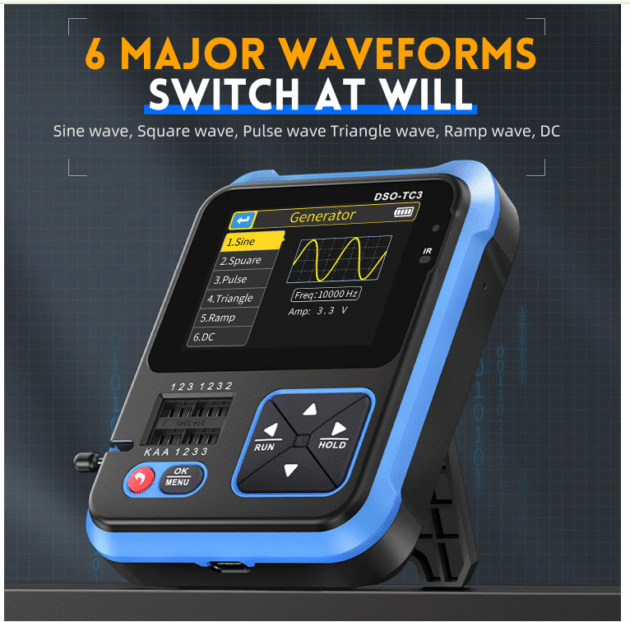 FNIRSI DSO-TC3 Digital Oscilloscope Transistor Tester Function Signal Generator 3 in 1 Multifunction Electronic Component Tester Main Image 4