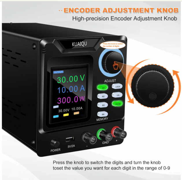 KUAIQU Programmable DC Power Supply Adjustable with HD 4-Digit Color Display Precise Encoder Knobs USB Port Smart Cooling Fan D3010 D1203 D1203 Main Image 4