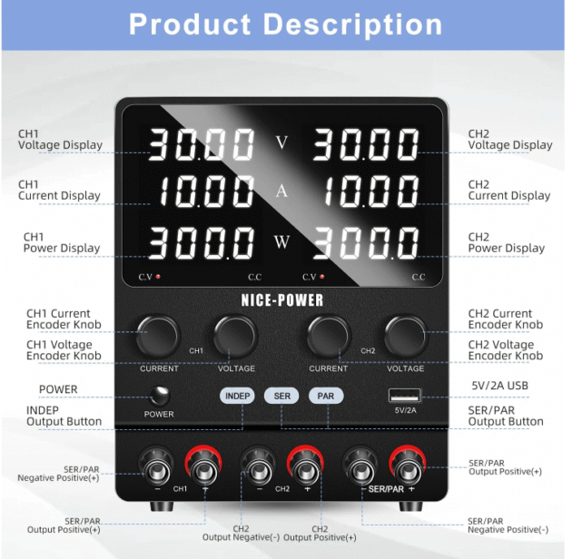 KUAIQU SPS-2KD Dual-Channel DC Power Supply Series Parallel Independent Triple Output Function Bench Power 120V 60V 30V - Image 3