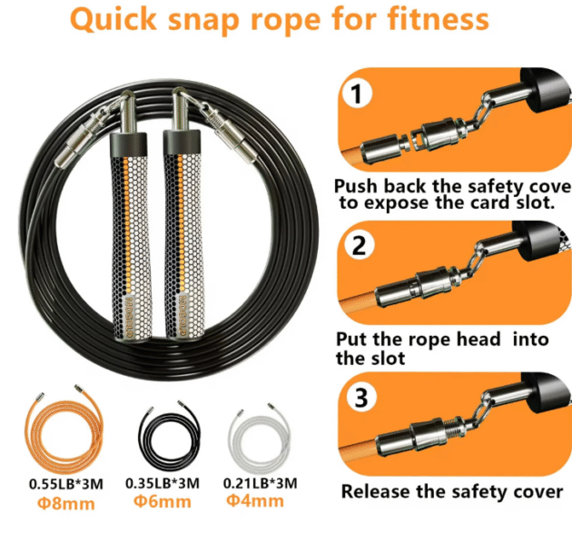 Mogold Weighted Jump Ropes Adjustable Length Weights 360 Degree Spin Ergonomics Grip Skipping Rope for Fitness Sports Training - Image 4