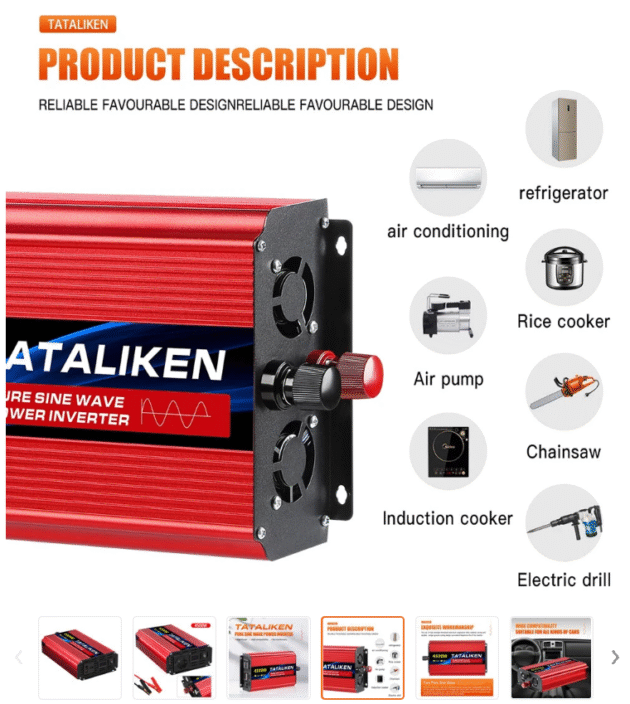 TATALIKEN Pure Sine Wave Power Inverter Inverter Overload Protection Main Image 4