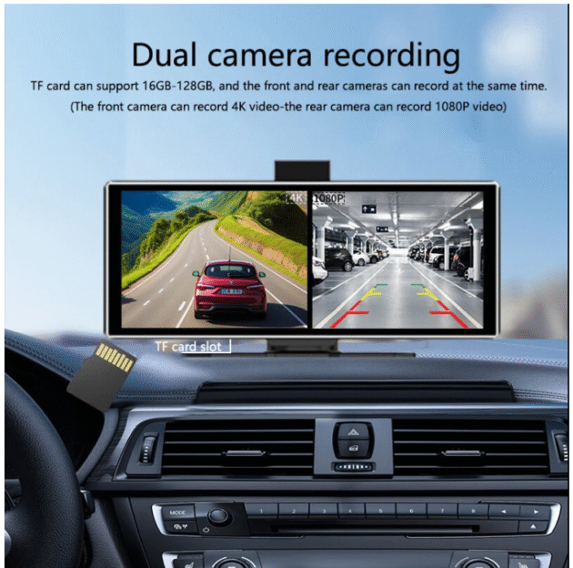 YUEHOO 11.26'' Carplay Car Stereo - 4K Dash Cam HD Touchscreen Wireless Bluetooth MP5 Multimedia Player Driving Recorder With Front 1080P Rear Camer Dual Recording Lens GPS Navigation - Image 5