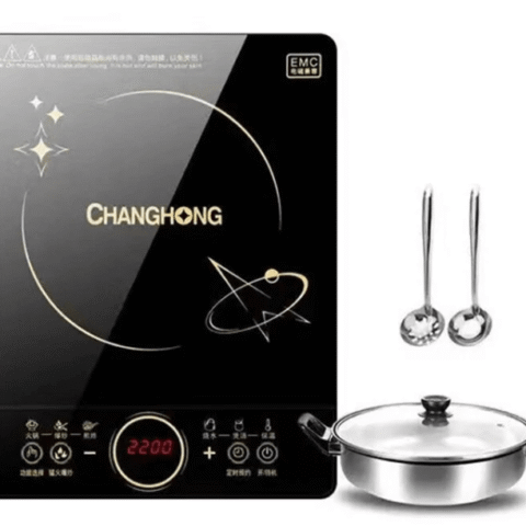 CHANGHONG 2200W Electric Induction Cooker Household Waterproof Small Hot Pot Heating Stove Touchpad Stir-fry Dish Cooking Oven