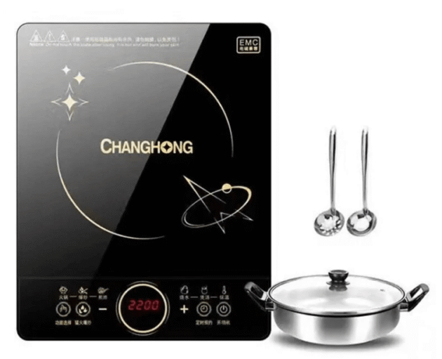 CHANGHONG 2200W Electric Induction Cooker Household Waterproof Small Hot Pot Heating Stove Touchpad Stir-fry Dish Cooking Oven