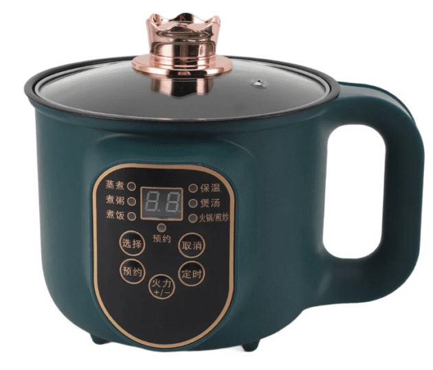 600W Electric Cooking Pot Portable 1.8L Stainless Steel with Timer Removable Cord for Home Camping Picnics Food Grade Material - Image 2