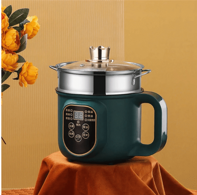 600W Electric Cooking Pot Portable 1.8L Stainless Steel with Timer Removable Cord for Home Camping Picnics Food Grade Material - Image 3