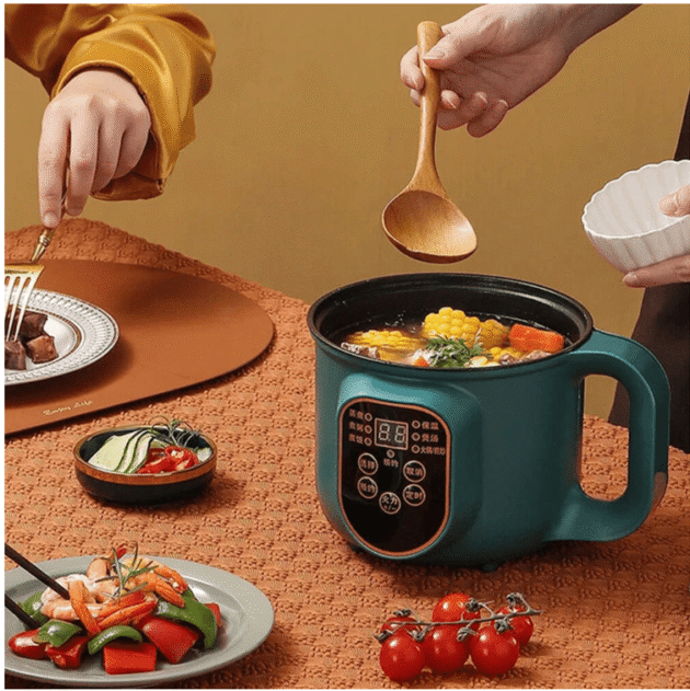 600W Electric Cooking Pot Portable 1.8L Stainless Steel with Timer Removable Cord for Home Camping Picnics Food Grade Material - Image 4