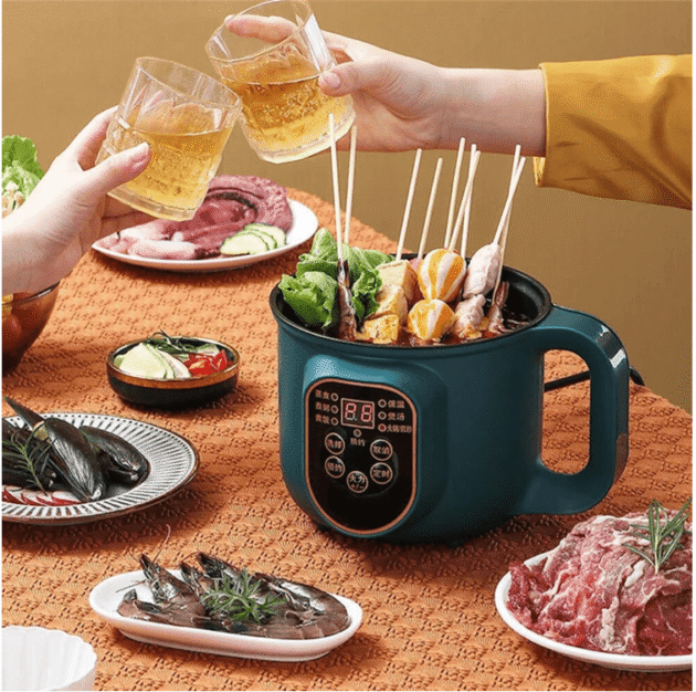 600W Electric Cooking Pot Portable 1.8L Stainless Steel with Timer Removable Cord for Home Camping Picnics Food Grade Material - Image 5