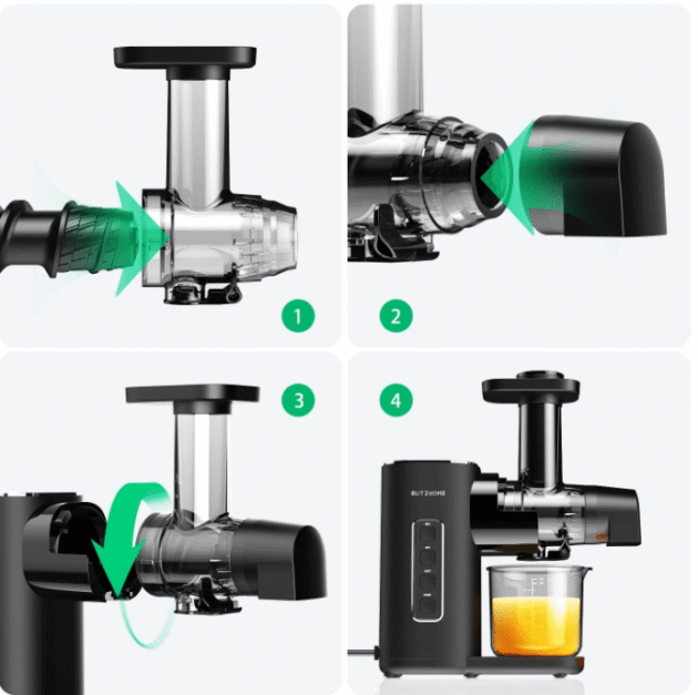 BLITZHOME BH-JC01 Cold Press Juicer Machines - 2-Speed Modes Slow Masticating Juicer for Vegetable and Fruit with Quiet Motor/Reverse Function/Wide 1.73" Feed Port Easy to Clean - Image 3