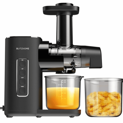 BLITZHOME BH-JC01 Cold Press Juicer Machines - 2-Speed Modes Slow Masticating Juicer for Vegetable and Fruit with Quiet Motor/Reverse Function/Wide 1.73" Feed Port Easy to Clean