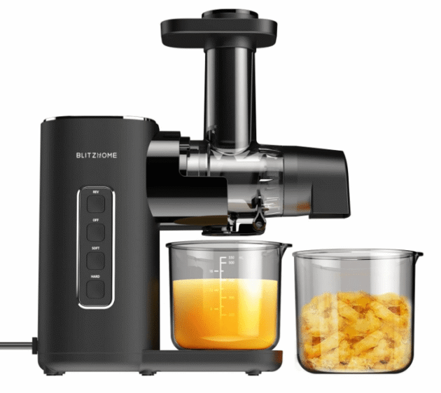 BLITZHOME BH-JC01 Cold Press Juicer Machines - 2-Speed Modes Slow Masticating Juicer for Vegetable and Fruit with Quiet Motor/Reverse Function/Wide 1.73" Feed Port Easy to Clean