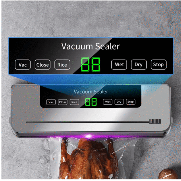 Comfook Electric Vacuum Sealer -  Dry/Wet Food Sealed Packaging Kitchen Food Storage Seal UV Sterilization Built-in Cutter Knife - Image 4