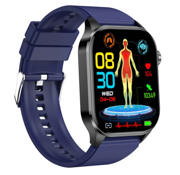ET580 2.04 inch AMOLED HD Screen Blood Composition Measurement ECG Electrocardiogram bluetooth Call Heart Rate Blood Pressure SpO2 Monitor Blue
