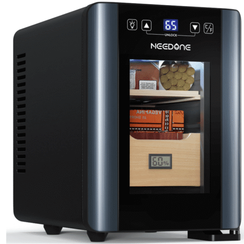NEEDONE Electric Cigar Humidor 8L with Heating and Cooling Quiet Control System Thermostatic Cooler Cabinet Humidor Box with Spanish Cedar Wood Shelves & Drawer with Hygrometer Gift for Men