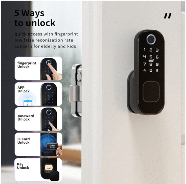 R5 Tuya Smart WiFi Lock Fingerprint APP Password IC Card Key Unlock Electronic Door Lock - for Home Safety - Image 4