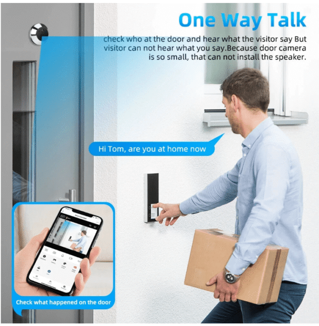 Smart Home Tuya 120° Wide Angle Door Peephole Camera 1080P Wireless One Way Intercom Video Eye Motion Detection Wifi Doorbell Camera 5000mAh Battery Work with Alexa&Google - Image 5