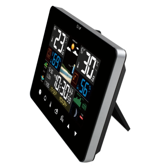 2022 Newest FanJu Weather Station - Touch Screen Wireless Indoor Outdoor Thermometer Table Clock with Sunrise and Sunset Time Moon Phases and Tides and Mold Risk - Image 3