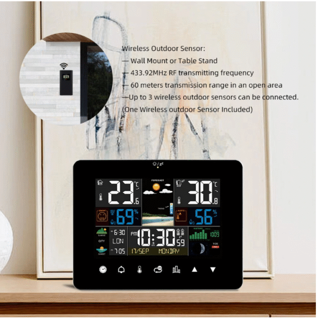 2022 Newest FanJu Weather Station Touch Screen Clock Main Image 5