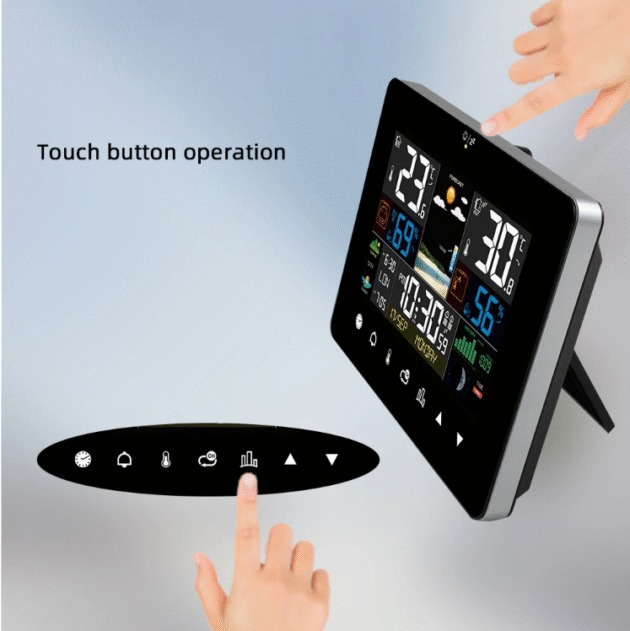 2022 Newest FanJu Weather Station Touch Screen Clock Main Image 7
