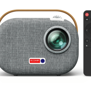 Blitzwolf®V2 1080P Android Projector – Automatic Keystone Correction 5G-WIFI 9500 Lumens Android 9.0 Google Assistant Portable Mini Home Theater Outdoor Movie