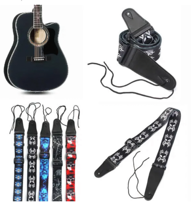 Guitar Strap Polyester Belt Electric Acoustic Bass Skull Punk Style - Image 2