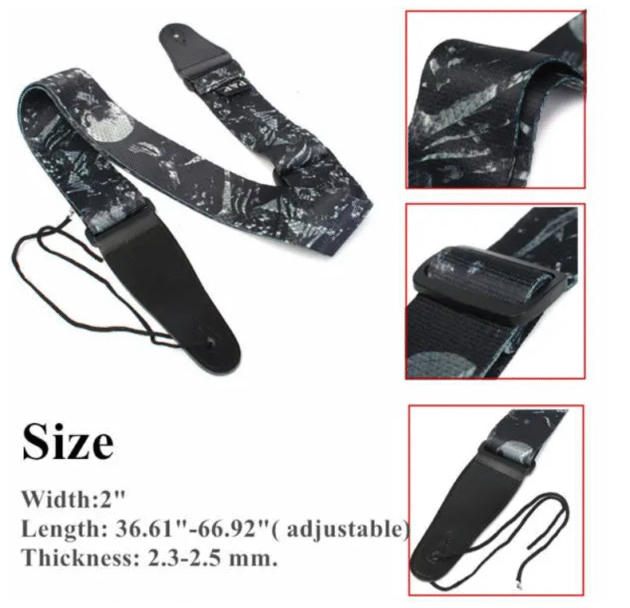 Guitar Strap Polyester Belt Electric Acoustic Bass Skull Punk Style - Image 3