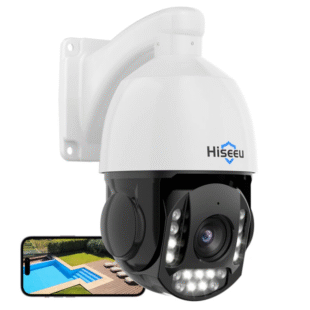 Hiseeu HD185-PZ 4K 8MP 30X Optical Zoom PTZ PoE Security Camera – Color Night Vision Human Detection Two-Way Audio IP66 Waterproof CCTV Home Surveillance Cameras