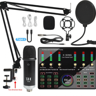 Microphone Sound Recording Microphone Kit – With DJ10 Sound Card For Radio Braodcasting Singing Recording KTV Karaoke Mic Kit