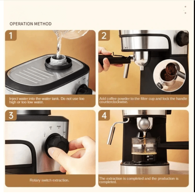 ZZUOM Coffee Machine Small Size Italian Semi Automatic Image 7