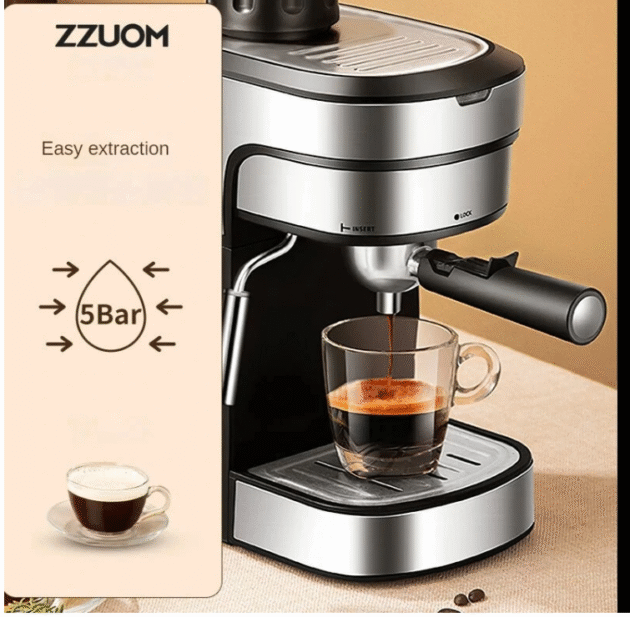ZZUOM Coffee Machine - Small Size Italian Semi Automatic Espresso Coffee Maker Extraction Steam Milk Foam Coffee Instant Heating - Image 8