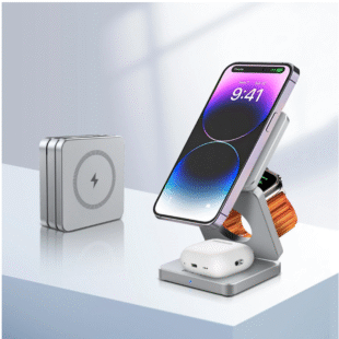 BlitzWolf BW-iw30 3-in-1 Foldable Magnetic 15W Wireless Charger Fast Charging Station for iPhone 15 14 13 12 Pro/Max/Plus for Apple Watch 9/8/7/6/5/4/3/2/SE/Ultra 2 for AirPods 3/2/Pro