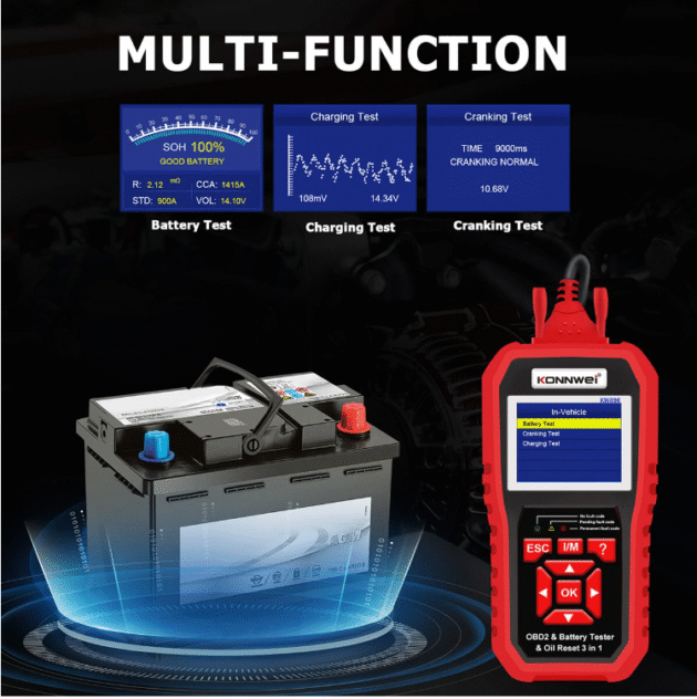 KONNWEI KW890 3in1 OBD2 12V Automotive Fault Diagnosis Scanner - Instrument Battery Tester Oil Sevice Light Reset for Lead Acid Car SUV Light Truck - Image 4